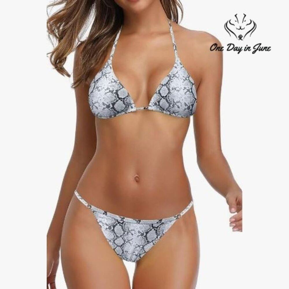 Shekini Halter Brazilian Thong Bikini Swimsuit Size S